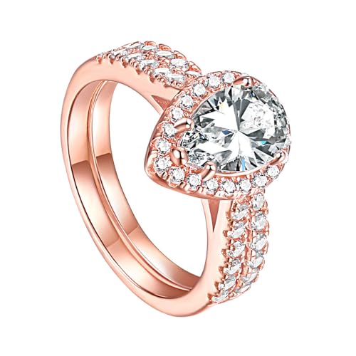 Generic 2.25Ct Rose Gold Pear Cut Diamond Wedding Ring Set, Bridal Ring, Teardrop Engagement Ring, Vintage Ring, Bridesmaid Jewelry