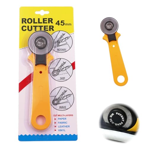 MWUMRCM Set de Cortador Rotatorio de 45mm, Incluye Cuchillas Circulares Cortador de Tela para Acolchar, Cortar Herramienta de Corte para Cortar Tejidos, Tarjetas, Papel, Cuero
