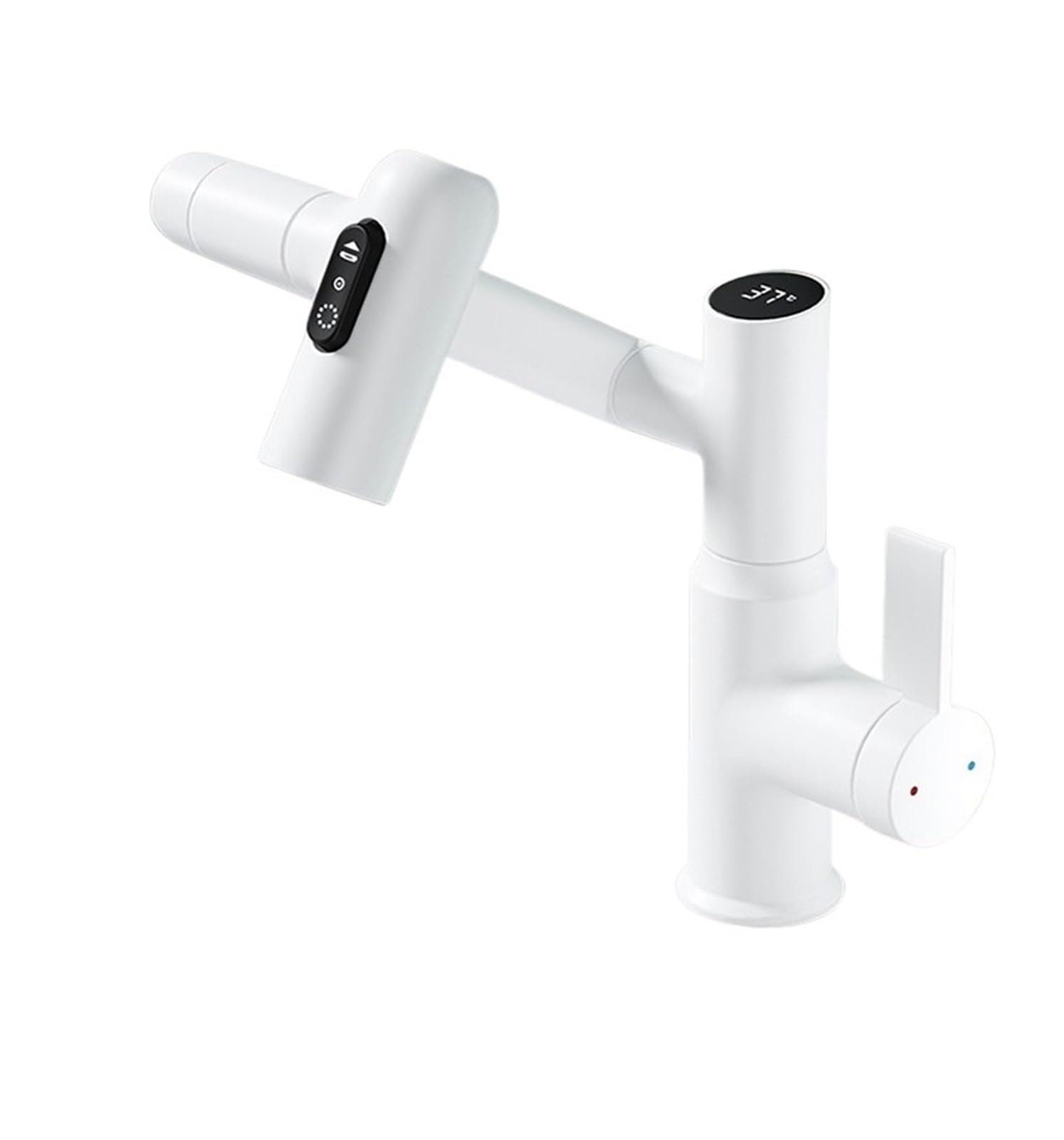 ZQFHSX Kitchen Tap, Temperature Digital LED Display Basin Faucet, 360 Rotation 3 Modes Stream Sprayer, Hot Cold Water Sink Mixer Wash Tap for Bathroom(Bianco)