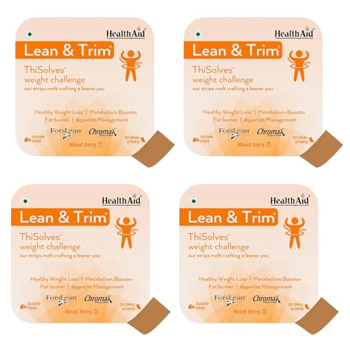 Image of HealthAid Lean & Trim ThiSolves Supplement for Men & Women | Supports Metabolism & Active Lifestyle | Sugar Free | Mixed Berry Flavor | 30 Oral Strips(Pack of 4)