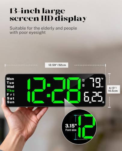 Image of Digital Wall Clock for Classroom, 13 inch Digital Clock Large Display