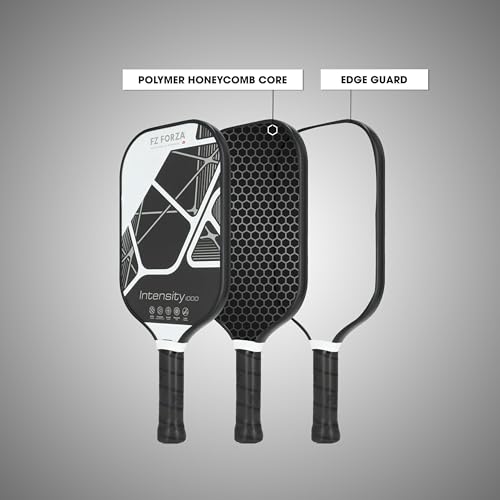 FZ Forza Intensity 1000 Pickleball Paddle - 14mm Frosted Graphite Surface, PP Honeycomb Core, Elongated Design, Lightweight 220-230g, PU Grip, Black 6 41VvIO3tcZL