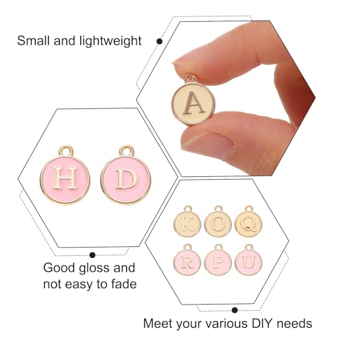Breloques en forme de lettre de l'alphabet P émail rose pour bijoux faits main - 3