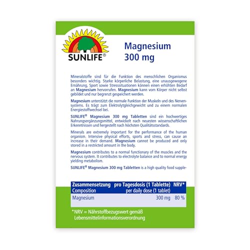 Sunlife Magnesium Tabletten 300 mg, 150 Tabletten