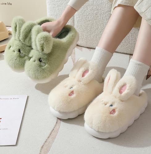 Bunny Slippers for Women, Cute Animal Fluffy Slippers Fuzzy House Shoes Plush Warm Winter Rabbit Home Bedroom Shoes Indoor Outdoor4