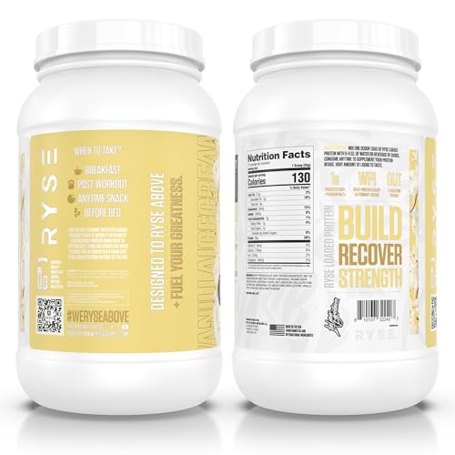 Image of RYSE Loaded Protein Powder - Vanilla Ice Cream - 25g Whey Protein Isolate & Concentrate with Prebiotic Fiber & MCTs - Low Carb, Low Sugar, Digestive-Friendly - 27 Servings / 2 lb Tub