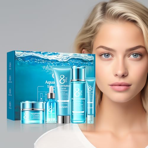 QUIYUM Skin Care Set, Skincare Gift Set, Skin Care Sets for Women with AquaVitalize Cleanser, Toner, Serum, Eye Cream, Face Cream Mother's Day Christmas Birthday Daughter Wife - Image 8