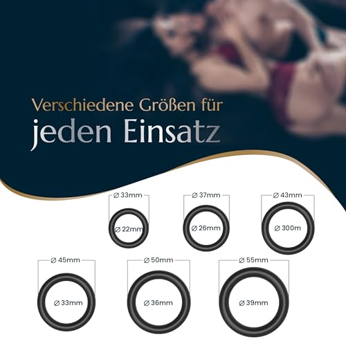 Levosa® Penisring Set für härtere Erektionen und mehr Ausdauer - 6 dehnbare Penis- und Hodenringe für Männer - Sex Spielzeug für Paare - Marke aus Hamburg
