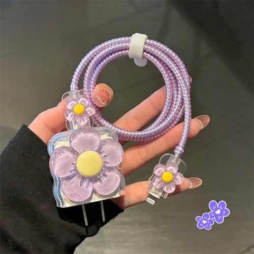 Protector de cargador de iPhone para evitar roturas de cables con diseño floral 3D 2