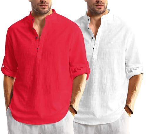 Image of Combo of Men Solid Cotton Blend Straight Kurta Shirt Pack of 2