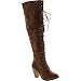 Forever Camila-48 Womens Chunky Heel Lace Up Over The Knee High Riding Boots,Tan,7