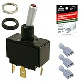 FalconSupply 12V Marine Toggle Rocker Switch Kit, Genuine OEM Carling Marine Grade SPST On-Off Maintained, Red Lighted 15A Heavy Duty 3-Pin Panel Sealed for Boat Dash & Automotive