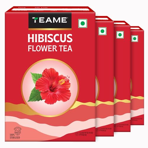 Image of TE-A-ME - Hibiscus Tea - 200 gm (200+ Cups) | Supports - SKIN GLOW ENHANCING | Flower Based - Herbal | Caffeine Free - Tangy Flavor | Hibiscus Tea Leaves | 50g - Pack of 4