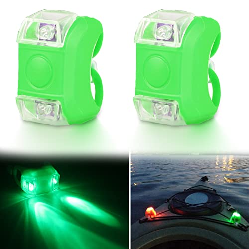 Botepon 2Pcs Boat Kayak Navigaton Light Safety Light Led Boat Light with 3 Modes for Riding Sailing Runing Climbing Green