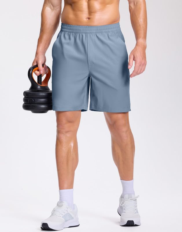Image of GGJ Men's Lightweight Athletic Shorts with 2 Zipper Pockets 7 inch /9 inch /5 inch Gym Workout Running Quick Dry Tennis Shorts for Men