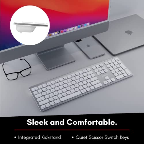 Macally Premium Wireless Bluetooth Keyboard For Mac, Imac, Macbook, Mac Pro - Compatible Apple Wireless Keyboard For Mac Mini, Macbook Pro/Air Laptop - Rechargeable Full-Size Wireless Mac Keyboard #TOP6