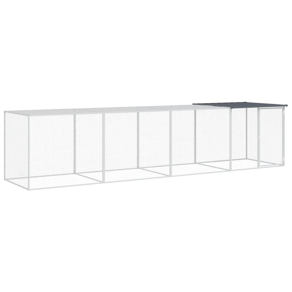 Hühnerkäfig mit Dach Anthrazit Verzinkter Stahl 403x98x90 cm mit Tür Riegel Schutz für Kleintiere und Kaninchenstall Outdoor Garten Freigehege Meerschweinchenkäfig