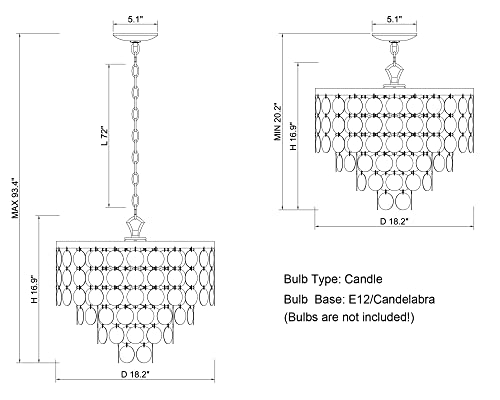 ALICE HOUSE 18.2" Capiz Shell Chandeliers for Dining Room, Antique Bronze Finish, 5 Light Pendant Light for Kitchen, Entryway, Bedroom and Bathroom, ETL Listed, AL1701-P5 - Image 7