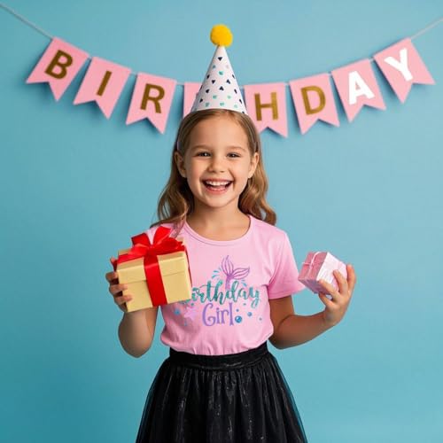 Image of Birthday Girl Shirt 2nd 3rd 4th 5th 6th 7th Girls Birthday T-Shirts Toddler Mermaid Unicorn Cotton Short Sleeve Tee Tops