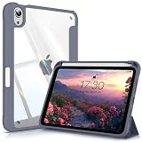 SQBEBS iPad Mini7 ケース (A17 Pro 2024) / iPad Mini6 ケース 2021 8.3インチ 第7/6世代 透明バックカバー Apple Pencil 収納可能 三つ折りスタンド Touch IDとオートスリープ機能対応 軽量 薄型 傷つけ防止 PU合成レザー TPU グレーブルー
