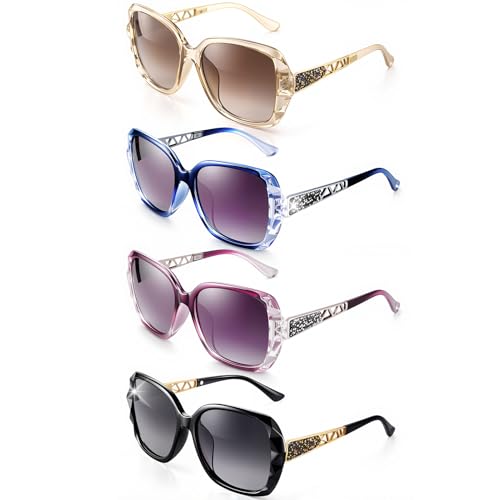 Image of DragonflyDreams Women Large Sunglasses, UV 400 Glasses | Oversized Classic Trend Ladies Sunglasses Sparkling Large Frame