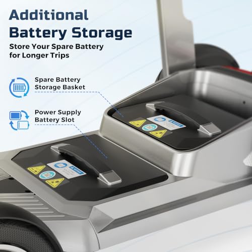 Image of Lightweight Mobility Scooter for Seniors & Adults - Airline & Cruise Approved, 45lb Portable Motorized Scooters with Dual Battery for 24.8 Miles Range, Pneumatic Tires, 330lb Capacity, Silver