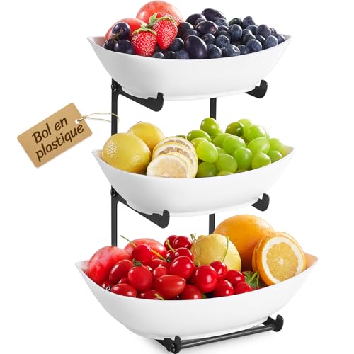 Lifewit - Lifewit Corbeille a Fruit, Panier a Fruit avec 3 Bols de Fruits, Porte Fruits avec Support en Métal, Rangement Legumes Cuisine, Presentoir Aperitif Buffet pour Décoration Cuisine, Noir - -10%
