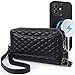 Harryshell Compatible with iPhone 17 Case Wallet Multi Zipper Detachable Removable Cover Purse with RFID Blocking Card Slots Holder Mirror Crossbody Strap (Compatible with Magsafe - Black)