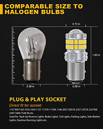 Gosmy 9V-30V 1157 Led Brake Light Bulbs Super Bright 7528 1016 1034 2057 2357 Bay15D Led Bulbs With Projector Replacement For Back Up Reverse/Tail Brake Lights 6000K-6500K Xenon White (Pack Of 2) #TOP5