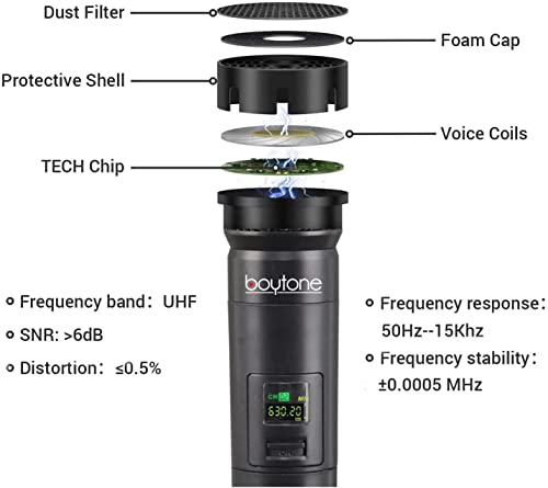Boytone Bt-104Um, Uhf Wireless Microphone System, Dual Fix Channel Handheld Dynamic Mics/Lapel/Headset/Body Pack, For Home Party, Meeting, Wedding, Church, With Aluminum Carrying Case, 110/220 #TOP4