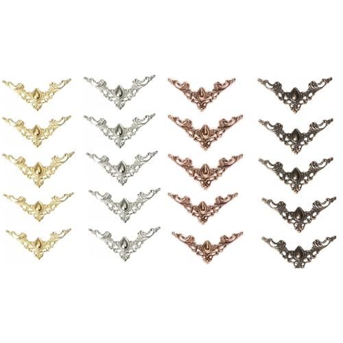 Image of 80Pcs Metal Book Corner Protector, 4 Colors Iron Guard Edge Cover Vintage Decorative Angle Protector for Album Scrapbooking Menu Diary Book Corners