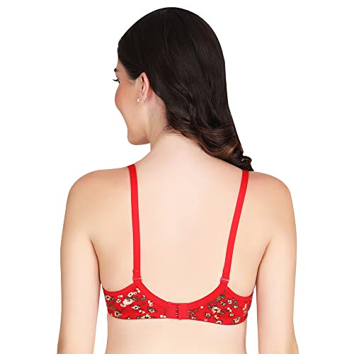 Image of Flower Print Bra for Women - Made of Pure Cotton Full Coverage Non Wired Pushup Soft Cup for T-Shirt Saree Dress Sports Garment for Daily Use Everyday