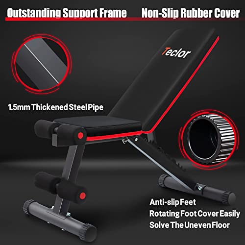 Teclor Adjustable Weight Bench - 700Lb Stable Weight Bench, Full Body Workout Multi-Purpose Foldable Incline Decline Exercise Workout Bench For Home Gym #TOP2