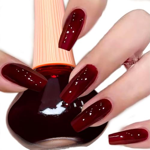 COSMOO Cherry Red Nail Polish, 12ml Red Quick Dry Nail Lacquer for Nail Art Varnish, 0.41 fl oz