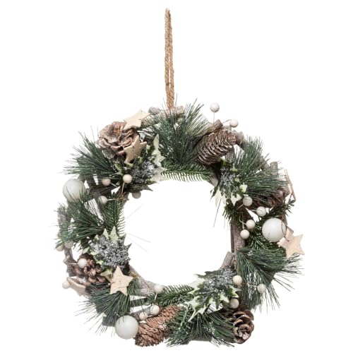 FEERIC Christmas - Couronne de Noël en Bois avec Branches et Déco Cocon Nature D 32 cm