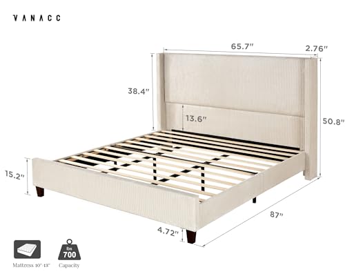 image for VanAcc Queen Size Platform Bed Frame, 50.8