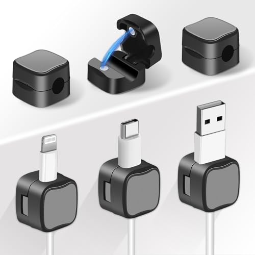 6 Pack Organizador Magnético de Cables, Clips para Gestión de Cables Bajo Escritorio, Organiza Cables USB de Teléfono para Hogar, Oficina, Auto, Escritorio, Mesa de Noche miniatura 1