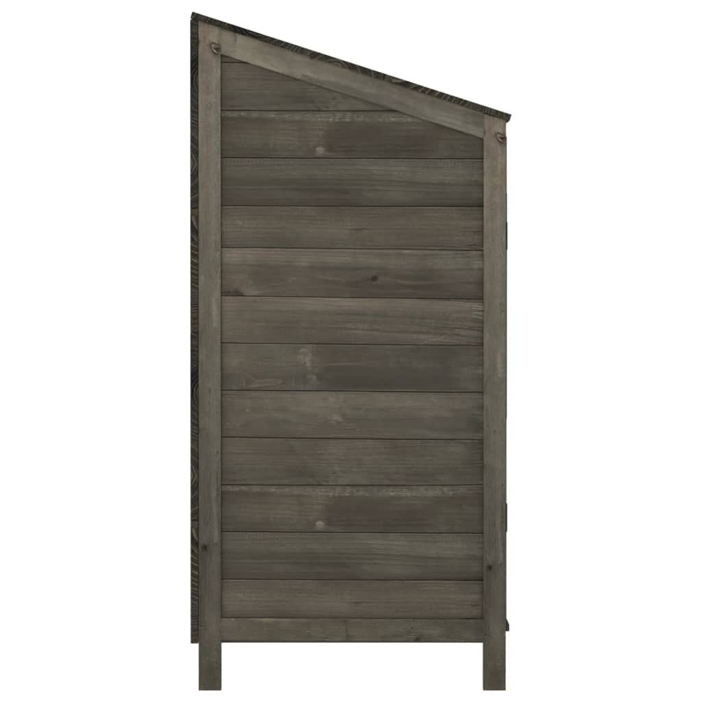 Domek na narzędzia z litego drewna w kolorze antracytowym, 102 x 52 x 112 cm, do ogrodu, na balkon i taras, magazyn odporny na warunki atmosferyczne, schowek na narzędzia, rowery, kosiarki