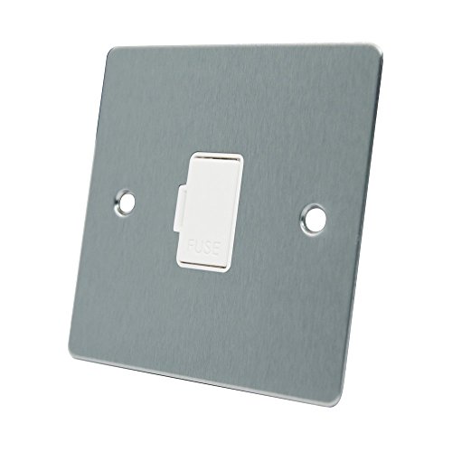 AET FSCUFSWH Satin Chrome Flat Unswitched Spur White Insert-13 Amp Fused Connection Unit
