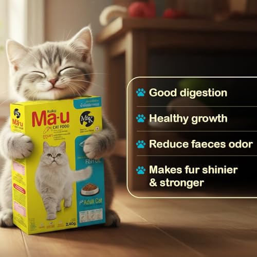 Image of M&K Adult Cat Food with Ocean Fish Oil | Complete & Balanced Dry Cat Food for Adult Cats | Supports Healthy Skin, Shiny Coat & Digestion | High Protein Nutrition for Indoor & Outdoor Cats (7.2 Kg)
