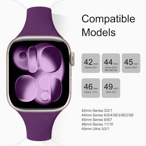 Image of Lerobo 6 Color Pack Bands Compatible with Thin Apple Watch Bands for Women 44mm 42mm 45mm 46mm, Slim Narrow Sport Strap for iWatch Apple Watch Series 11 10 9 8 7 6 5 4 SE 3 2 1