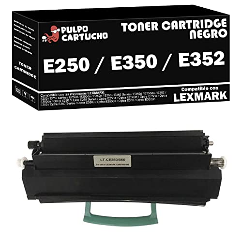 Pulpo Cartucho - Toner E250 / E350 / E352 Negro Compatible con Lexmark Ref. E250A11E - Valido para Impresoras Lexmark (Ver Descripción)