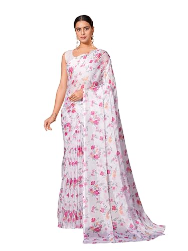 Image of Garden Vareli Floral Print Chiffon Saree