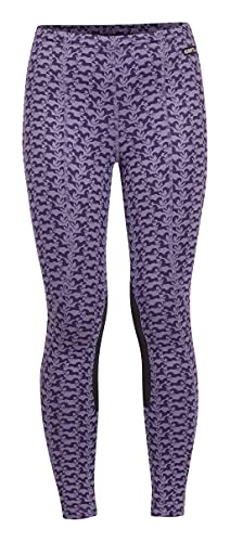 Kids Knee Patch Performance Tight Lavender Horse Size: L