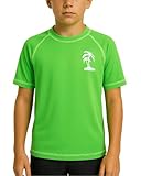 iXtreme Boys Swim Shirt - UPF 50+ Quick Dry Sun Protection Swimwear Rash Guard Short Sleeve for Infant Toddler and Big Boys, Size 10-12, Jasmine Green