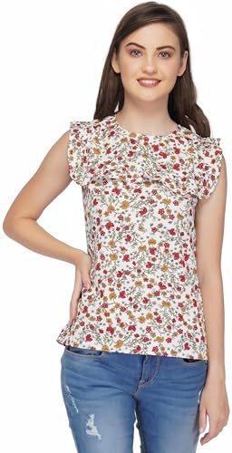 Image of POPWINGS Women's Crepe Top | Full Sleeve and Dot Printed Casual Top for Women