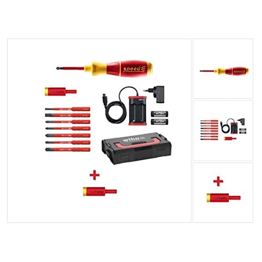 Wiha speedE® elektronischer Schraubendreher - Set 2 in L-Box - 13-teilig mit 2x 1,5 Ah Akku und Ladegerät + Bits + Torque Adapter 2,8 Nm (41912) + Torque Adapter 2,0 Nm (41342)