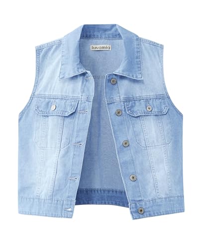 luvamia Denim Vest Shirt Women Blue Crop Top Western Vest Women Women'S Vest Distressed Jean Jacket Vest Cropped Tops For Women Fall Outfits For Women 2025 Size Medium Size 8 10