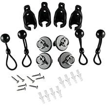 N//C Universal Replacement Shade Parts Bungee Kit and End Cap with Ring for Exterior Cordless Outdoor/Indoor Roller Shades Blinds Black, 2-Sets QSCL001