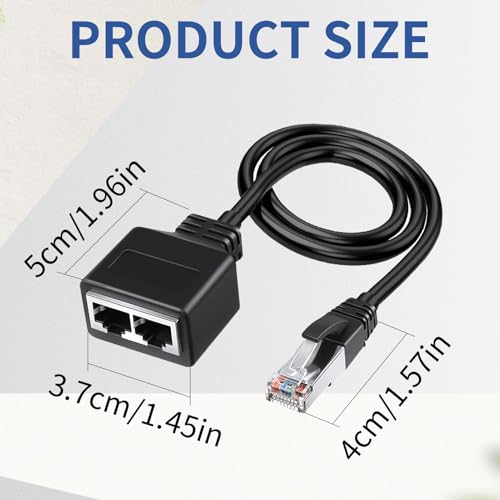 2Pcs RJ45 Ethernet Splitter 1 to 2 Network Adapter - High Speed Internet LAN Connector Switch 2 Port Male to Female Cable Socket Extender for Computers - Image 2